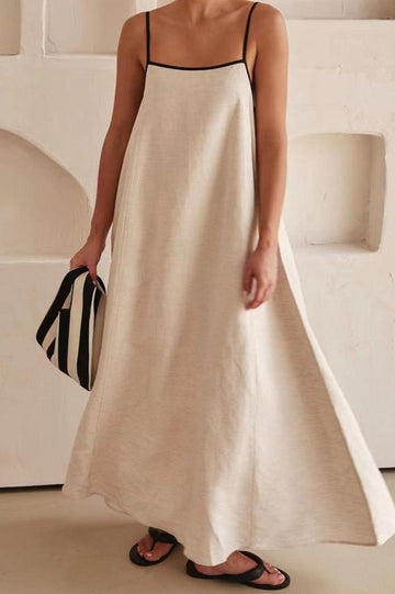 Woochic robe cocktail contrastée à bretelles ourlet blanc S
